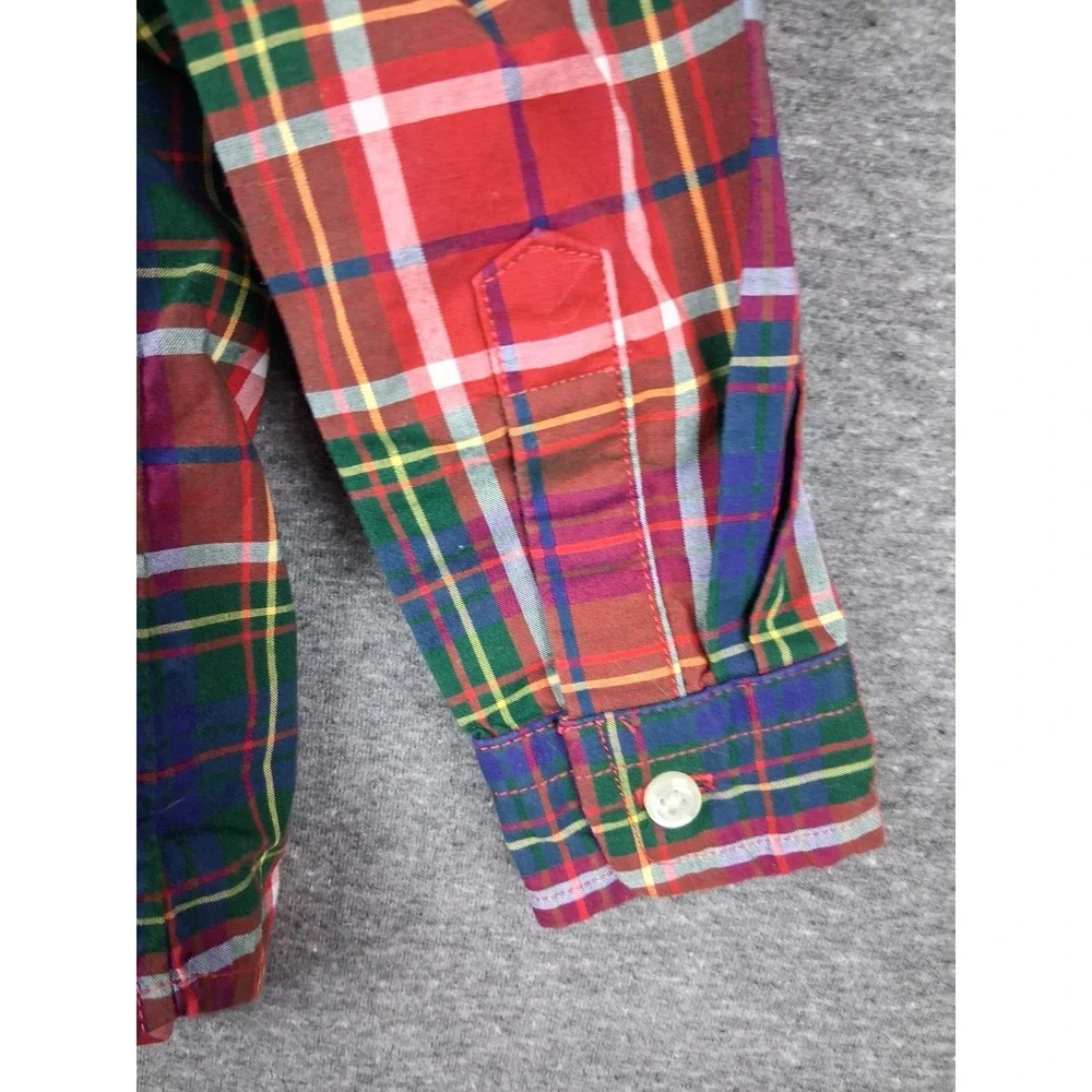 Ralph Lauren Baby 12 M Red Tartan Plaid Small Pony Button Down Preppy Classic